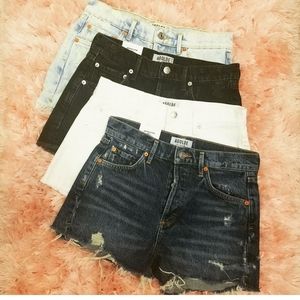 AGOLDE white denim shorts